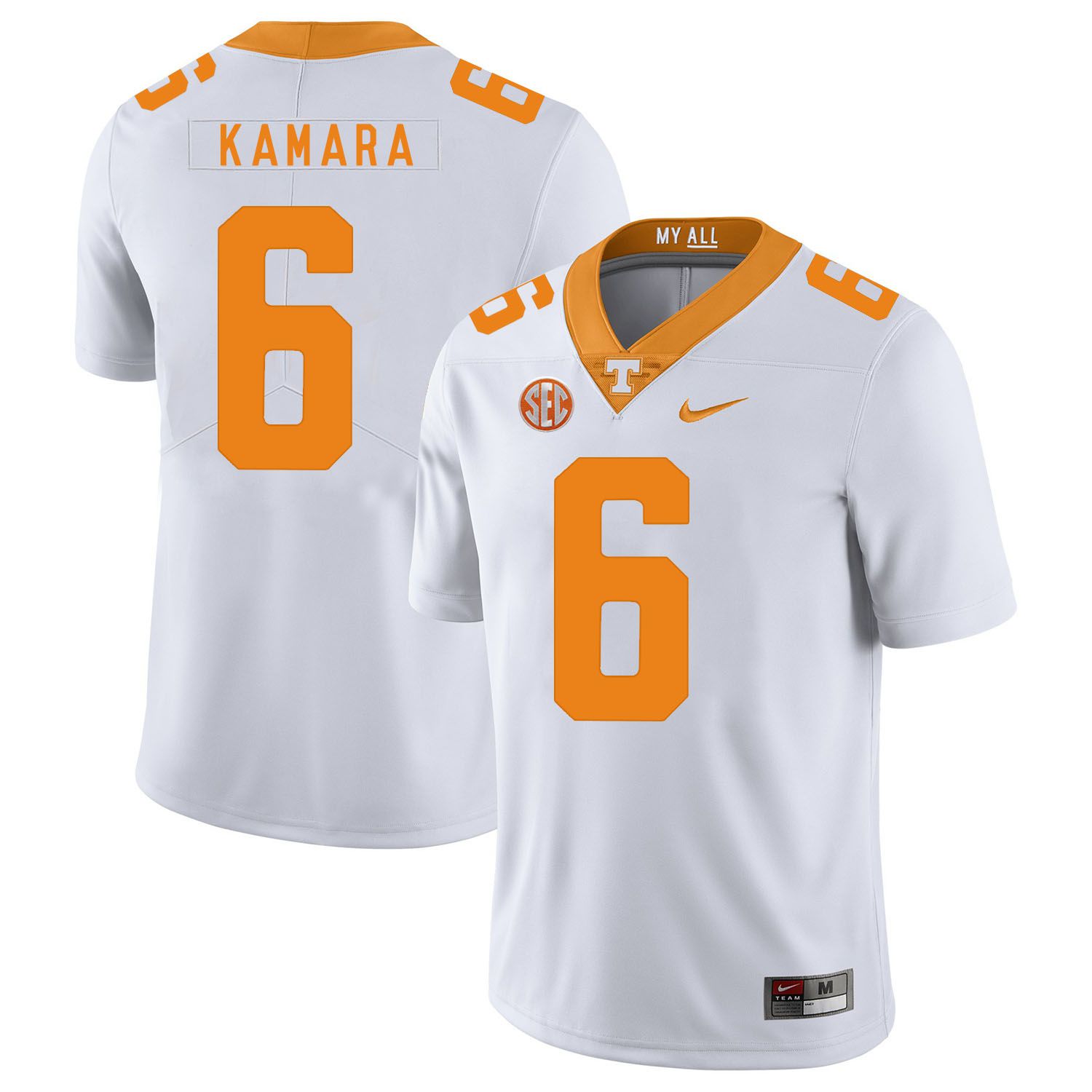 Men Tennessee Volunteers 6 Kamara White Customized NCAA Jerseys